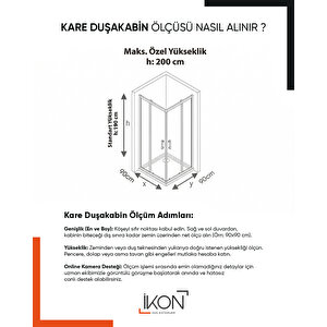 Kare Gold Buzlu Cam Duşakabin 120x120 cm
