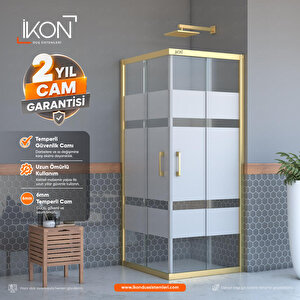 Kare Gold Buzlu Cam Duşakabin 95x95 cm