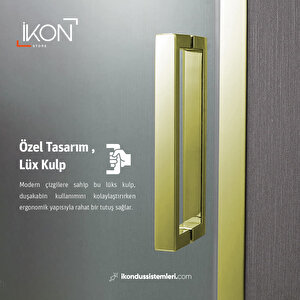 Kare Gold Füme Cam Duşakabin