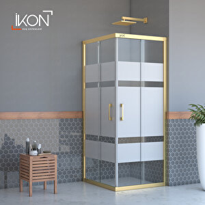 Kare Gold Buzlu Cam Duşakabin 80x80 cm