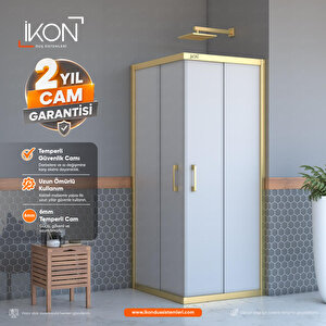 Kare Gold Buzlu Cam Duşakabin 105x105 cm