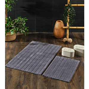 Hc&w Line 2'li Koyu Gri Banyo Paspası Seti