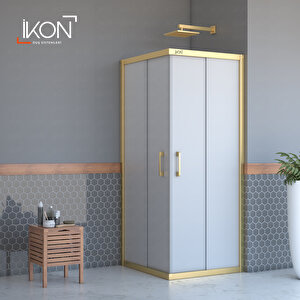 Kare Gold Buzlu Cam Duşakabin 125x125 cm