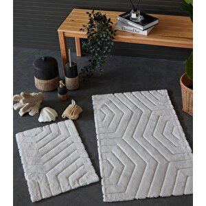 Hc&w Plaid 2'li Ekru Banyo Paspası Seti