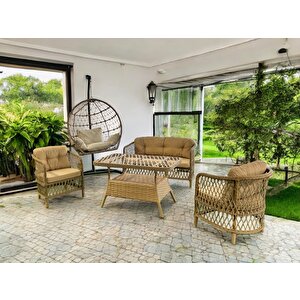 Tire 2 1 1 Masa Bahçe Balkon Mobilyası,kahverengi Bambu