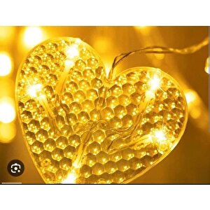 Kalp Perde Led 3m 6 Sıra 12 Adet Kalp Led Işık Gün Işığı