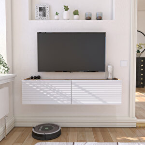 Selin Luxe Tv Ünitesi Tv Sehpası Ahşap/Beyaz Sepet - Beyaz