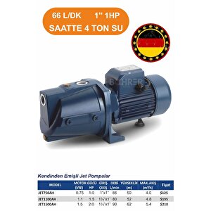 Elektrikli Jet750ah Jet Tipi 0.75 Kw 1 Hp Su Aktarma Basınç , Bahçe Sulama Kuyu Çekme Pompası
