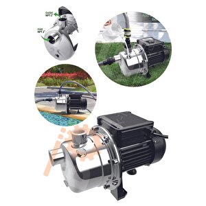 Bakır Sargılı Paslanmaz Jet750sc 1 Hp Max 4.7 Bar 8 Metre Emiş Max 72 Metre Dik Su Pompası