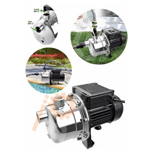 Bakır Sargılı Paslanmaz Jet750sc 1 Hp Max 4.7 Bar 8 Metre Emiş Max 72 Metre Dik Su Pompası