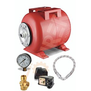 Crw50-i 50 Lt Full Set Yatay Hidrofor Genleşme Tankı - Manometre + Durug Şalter + Beşyol + 70cm Flex