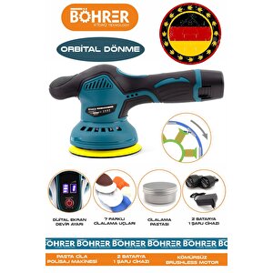 Alman V258 Çi̇ft Akülü Orbi̇tal 8 Kademeli̇ Di̇ji̇tal Pasta Ci̇la Araç Parke Mermer Poli̇saj Maki̇nesi̇