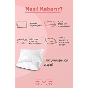 Çizgili Saten Fermuarlı Antialerjik Yıkanabilir Silikon Elyaf Yüksek Dolgulu Vakumlu Yastık 900 Gr