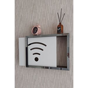 Siyah-füme 30x40x7 Cm Wifi Amblemli Duvara Asılabilir Sigorta Ve Modem-wifi Saklama Kutusu! Saklama Kutusu