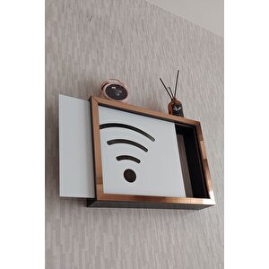 Siyah-bronz 25x35x7 Cm Wifi Amblemli Duvara Asılabilir Sigorta Ve Modem-wifi Saklama Kutusu! Saklama Kutusu