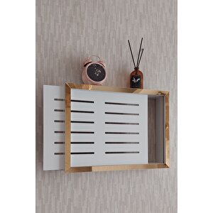 Beyaz-gold 25x35x7 Cm Izgaralı Duvara Asılabilir Sigorta Ve Modem-wifi Saklama Kutusu! Saklama Kutusu