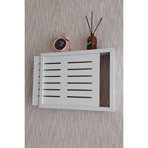 Beyaz 30x40x7 Cm Izgaralı Duvara Asılabilir Sigorta Ve Modem-wifi Saklama Kutusu! Saklama Kutusu