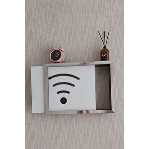 Siyah-gümüş 30x40x7 Cm Wifi Amblemli Duvara Asılabilir Sigorta Ve Modem-wifi Saklama Kutusu! Saklama Kutusu