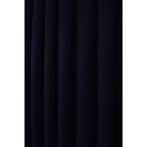 Lacivert Düz Ada Fon Perde V-32 Büzgülü Pilesiz Tek Kanat 300x260 cm