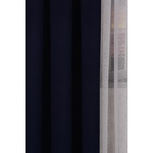 Lacivert Düz Ada Fon Perde V-32 Büzgülü Pilesiz Tek Kanat 500x250 cm