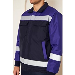 Mervem Saks Mavi Robalı Lacivert Soğuk Hava Mont Pantolon Takım Su Ve Rüzgar İticili 3XL