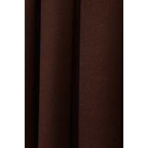 Kahverengi Düz Ada Fon Perde V-28 Büzgülü Pilesiz Tek Kanat