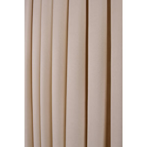 Ekru Düz Ada Fon Perde V-12489 Tek Kanat 1x3 Sık Pile 220x260 cm