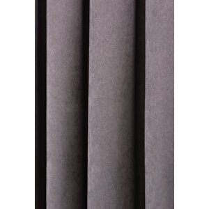 Gri Düz Ada Fon Perde V-12488 Büzgülü Pilesiz Tek Kanat