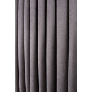 Gri Düz Ada Fon Perde V-12488 Tek Kanat 1x3 Sık Pile 380x250 cm