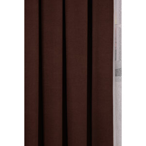 Kahverengi Düz Ada Fon Perde V-28 Tek Kanat 1x3 Sık Pile 170x260 cm