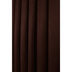 Kahverengi Düz Ada Fon Perde V-28 Tek Kanat 1x3 Sık Pile 170x260 cm