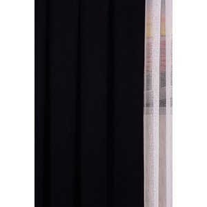 Siyah Düz Ada Fon Perde V-33 Büzgülü Pilesiz Tek Kanat 500x260 cm