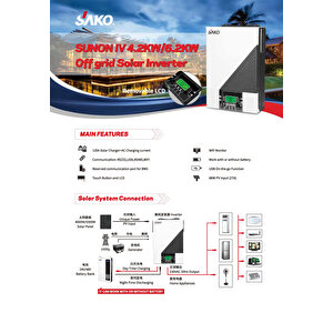 6.2kw 48v 120a Mppt Yüksek Pv (aküsüz Çalışabilen) Akıllı İnverter