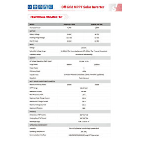 6.2kw 48v 120a Mppt Yüksek Pv (aküsüz Çalışabilen) Akıllı İnverter