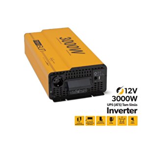 12v Volt-3000w Watt Ups Tam Sinüs İnverter ( Ekranlı )