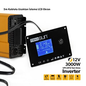 12v Volt-3000w Watt Ups Tam Sinüs İnverter ( Ekranlı )