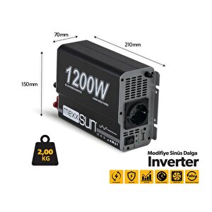 12v Volt 1200w Watt Modifiye Sinüs İnverter (220v Çevirici)