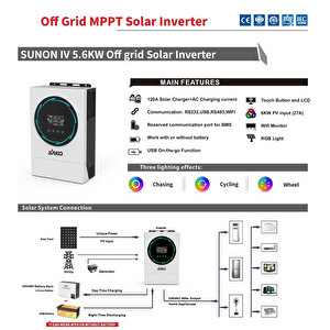 5.6kw 48v 120a Mppt Yüksek Pv (aküsüz Çalışabilen) Akıllı İnverter