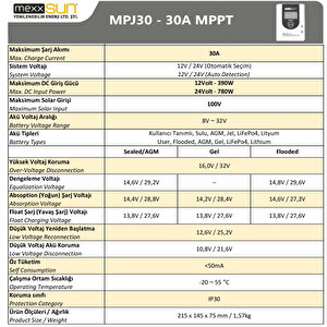 30a Amper Mppt Solar Güneş Akü Şarj Kontrol Cihazı