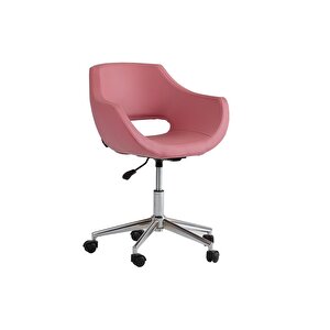 Dekormila K-01 Pembe Deri Çalışma Koltuğu