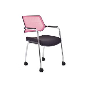 Dekormila Rauna Pembe Fileli Tekerlekli Çalışma Koltuğu Ofis Koltuğu
