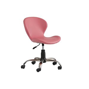 Dekormila Flora Pembe Deri Çalışma Koltuğu