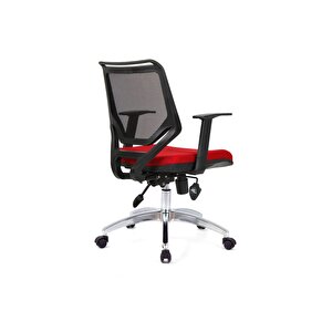 Dekormila Moreno Kırmızı Fileli Çalışma Koltuğu Ofis Koltuğu Büro Koltuğu Krom Ayak