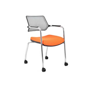 Dekormila Rauna Turuncu Fileli Tekerlekli Çalışma Koltuğu Ofis Koltuğu