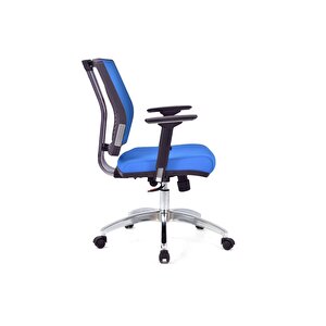 Dekormila Mita Mavi Krom Fileli Çalışma Koltuğu Ofis Koltuğu