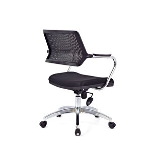 Dekormila Carmel Siyah Fileli Krom Çalışma Koltuğu Ofis Koltuğu