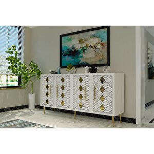 Domect (kb150) Konsol Beyaz-Altın Beyaz-Altın