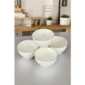 4'lü Porselen Çerezlik Sunum Kase Seti 10 Cm Gold Yaldızlı Krem - Tl4037423 C320.003