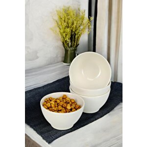 4'lü Porselen Çerezlik Sunum Kase Seti 10 Cm Sade Krem - Tl4037423 C320.003