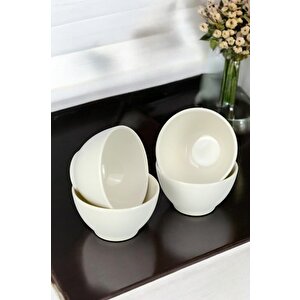 4'lü Porselen Çerezlik Sunum Kase Seti 10 Cm Sade Krem - Tl4037423 C320.003